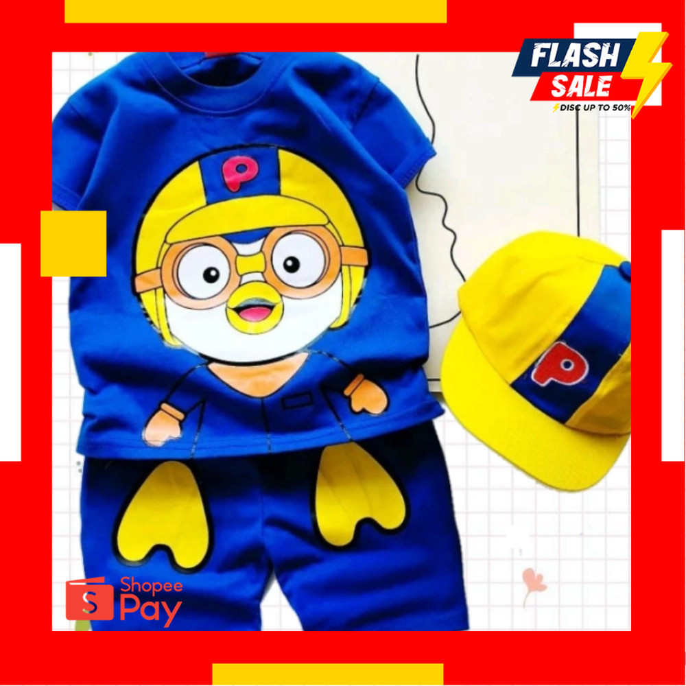 PAYDAY 3.3 | BAJU ANAK PORORO SETELAN KARTUN ANAK COWOK CEWEK ADA TOPI UNTUK UMUR 1-10 TAHUN