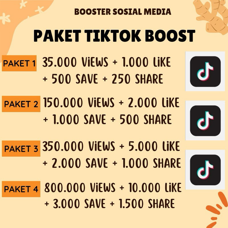 Paket Tiktok Views, Like, Save, Share