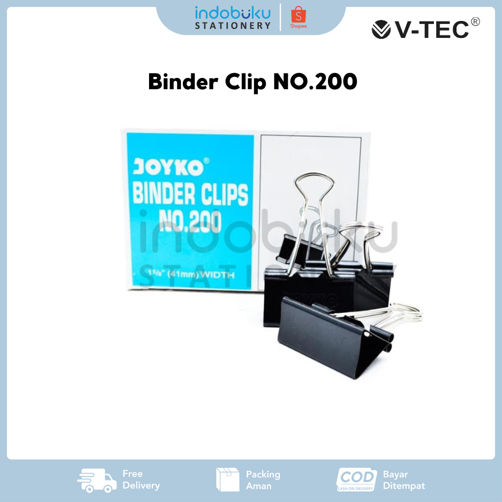 

Binder Clips NO.200 V-TEC Per Pack Isi 12pcs