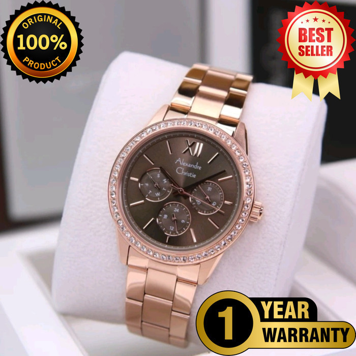 Alexandre Christie Wanita AC 2A46 AC2A46 Rosegold Brown Original