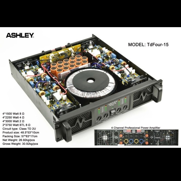 Power Amplifier Ashley Tdfour15 4Channel Original Ampli Class Td Tdfour 15 ( Bayar Ditempat )