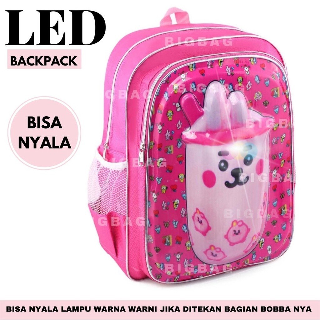 RTM - BISA NYALA Tas Ransel Anak Perempuan Karakter BOBA - RANSEL BOBA LED  - RANSEL BOBBA - TAS BOB