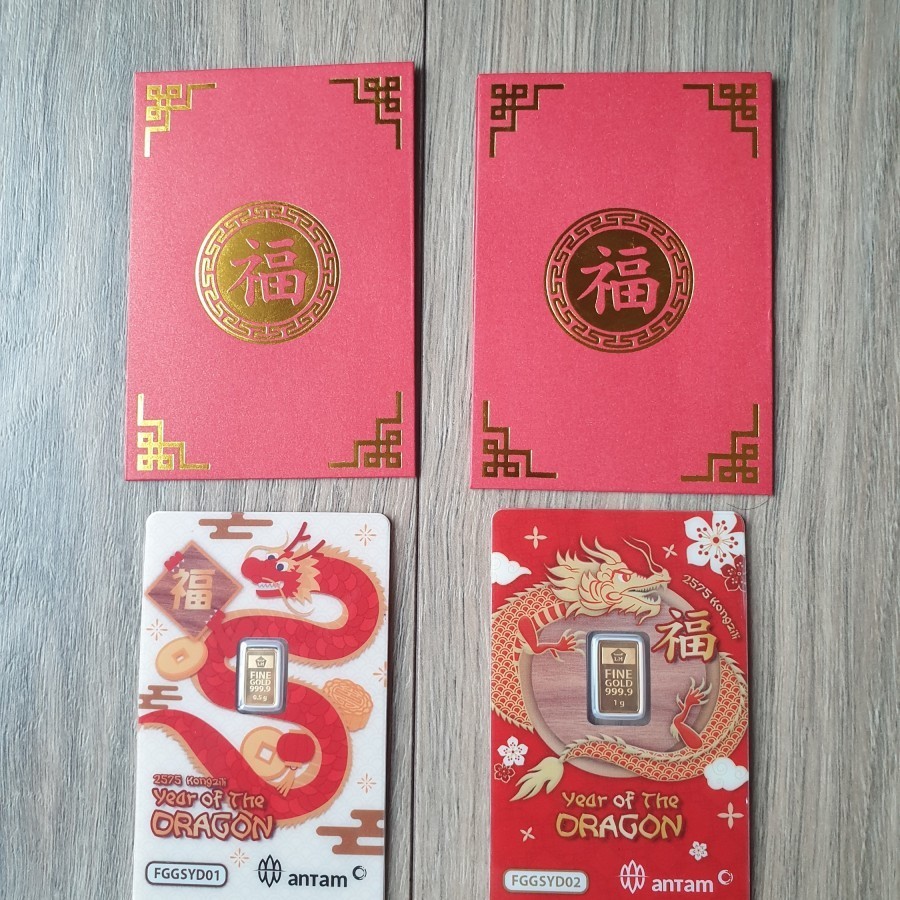 Emas Logam Mulia ANTAM Year Of Dragon Tahun Naga ANTAM Gift Series Limited Edition 0.5gr 0.5 gram 1gr 1 gram