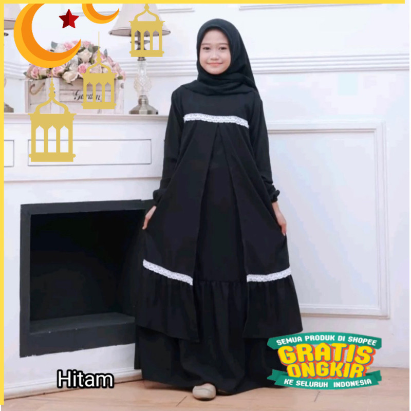 CLARISSA GAMIS+JILBAB ANAK -REMAJA BAHAN JERSY SUPER/Maron merah bata red anak tanggng