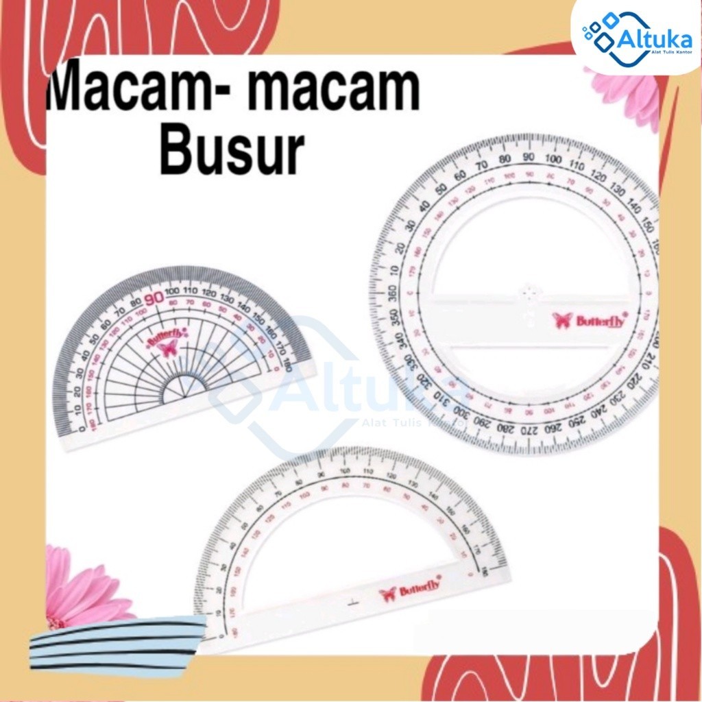 

Penggaris Busur lingkaran / Setengah Lingkaran 360 / 180 Butterfly