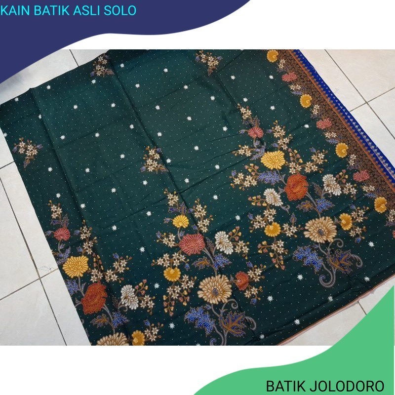 Kain batik solo kembang rambat lintang hijau botol