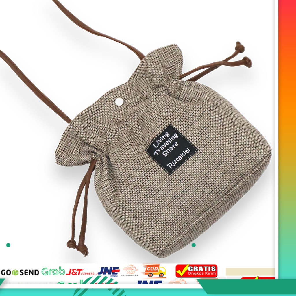 Tas Slingbag Mini Serut Tali Panjang Slempang Cewek Simpel Minimalis Murah COD Semarang Buat Lebaran