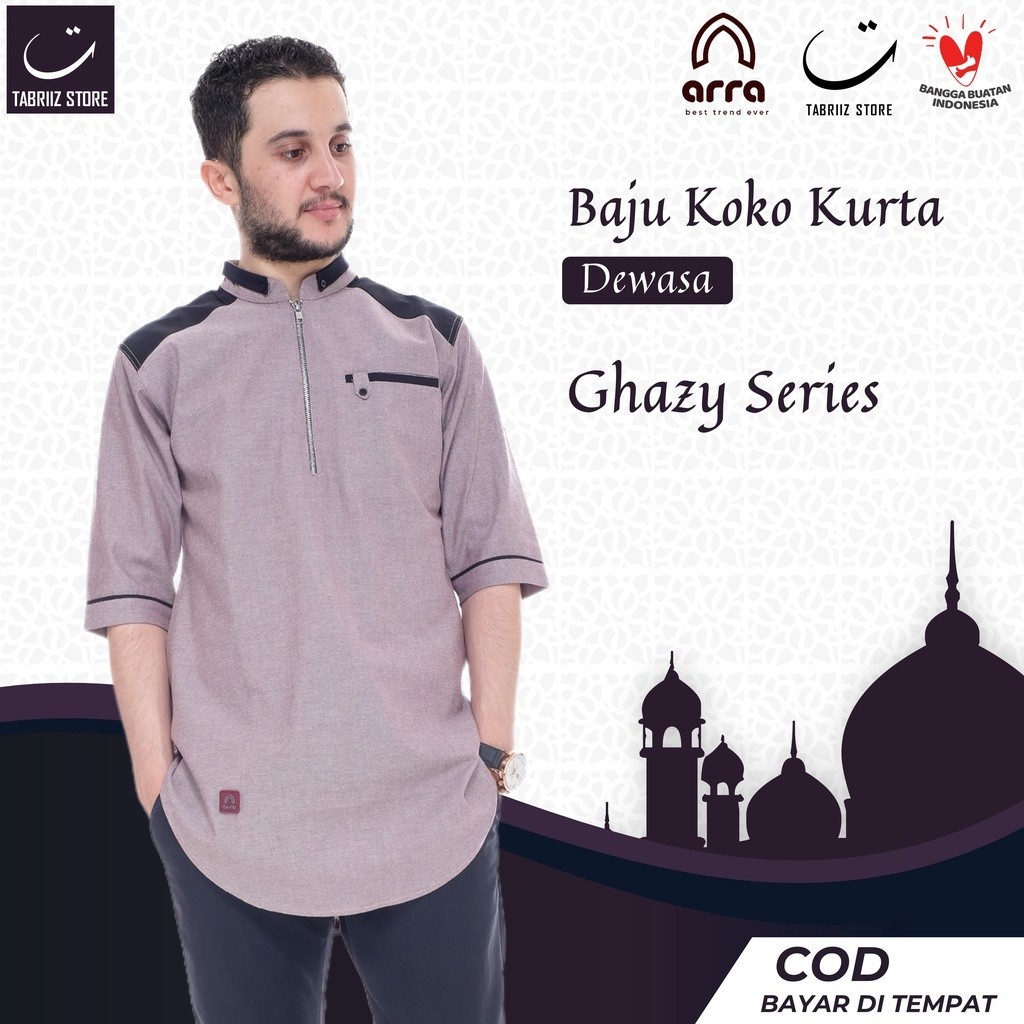 Baju Koko Pria Lengan Pendek Original Arra Ghazi Baju Muslim Pria Koko Nibras Koko Remaja Kemeja Kok