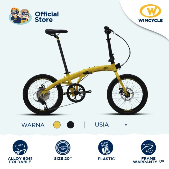 HOT PROMO SALE Wimcycle Sepeda Lipat Pocket Rocket 2 - Yellow
