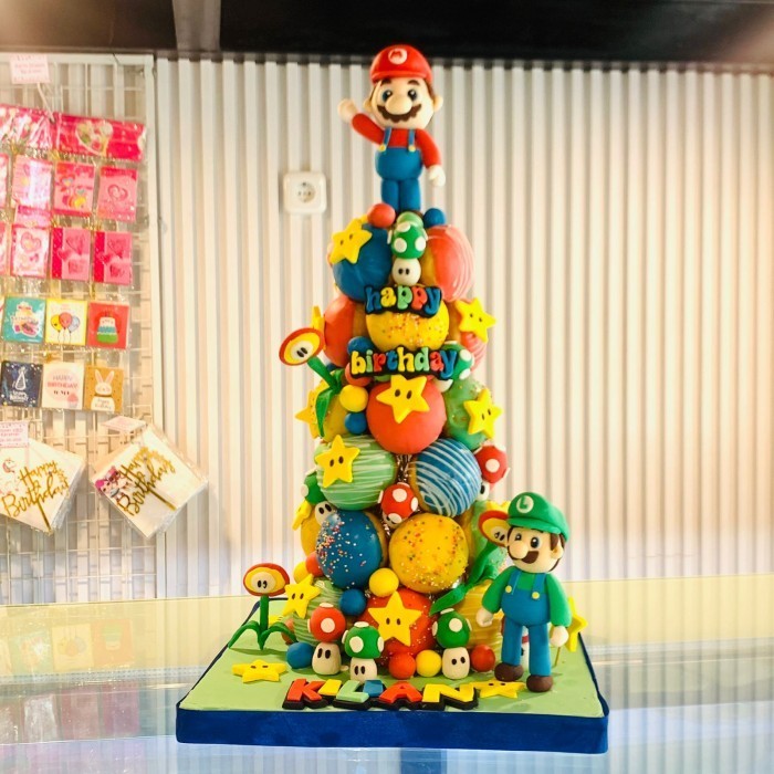 Donat Tower / Birthday Cake Mario Bross / Kue Ultah Murah