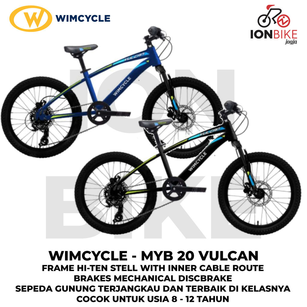 Sepeda MTB 20 Wim Cycle Vulcan Sepeda Gunung Anak Kecil Dewasa 7 Speed Kuat Awet Murah Wimcycle