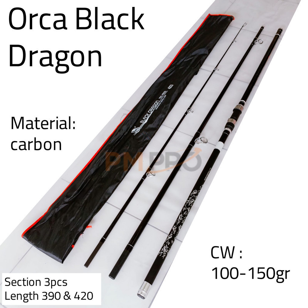 Joran Pasiran Orca Black Dragon 420 Cw100-150gr Surf Sambung 3 Tangkai Tongkat Pancing Super Kuat Ba