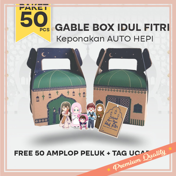 

Hampers Murah edisi lebaran idul fitri / Gable Box Lebaran Isi 50 Pcs / Box Hampers Idul Fitri / Parcel Hari Raya Prinperpack (Paket 50pcs)