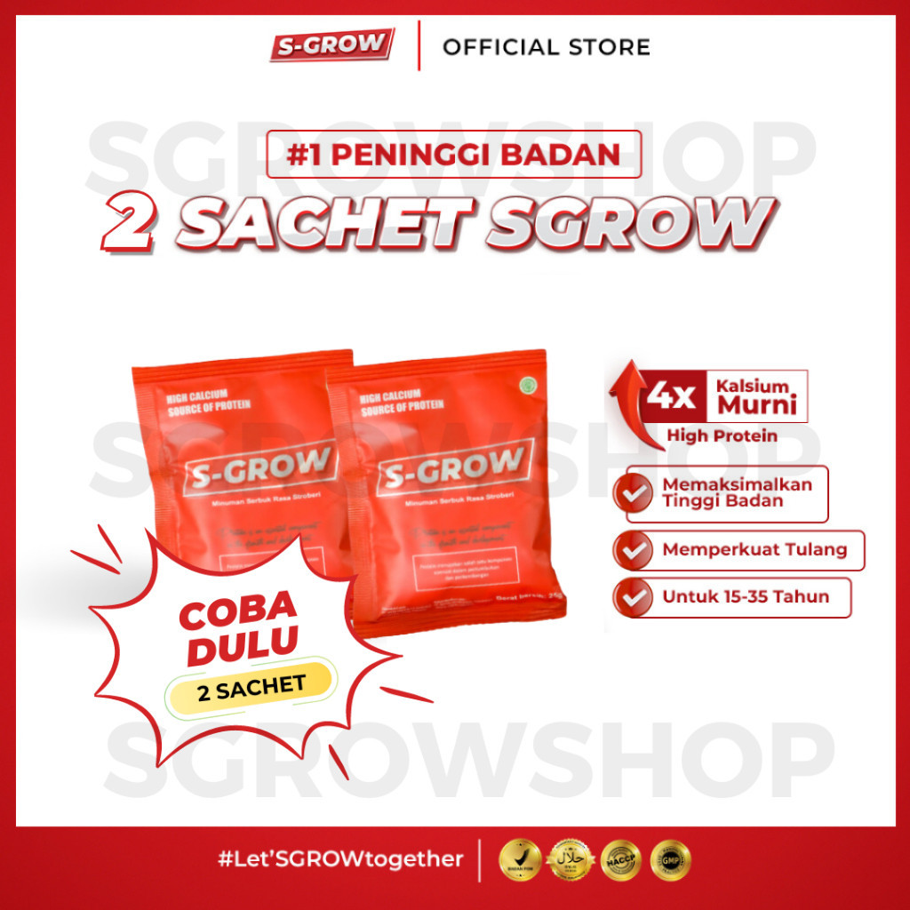 S-GROW (2 Sachet) Peninggi Badan Terbaik  Halal BPOM