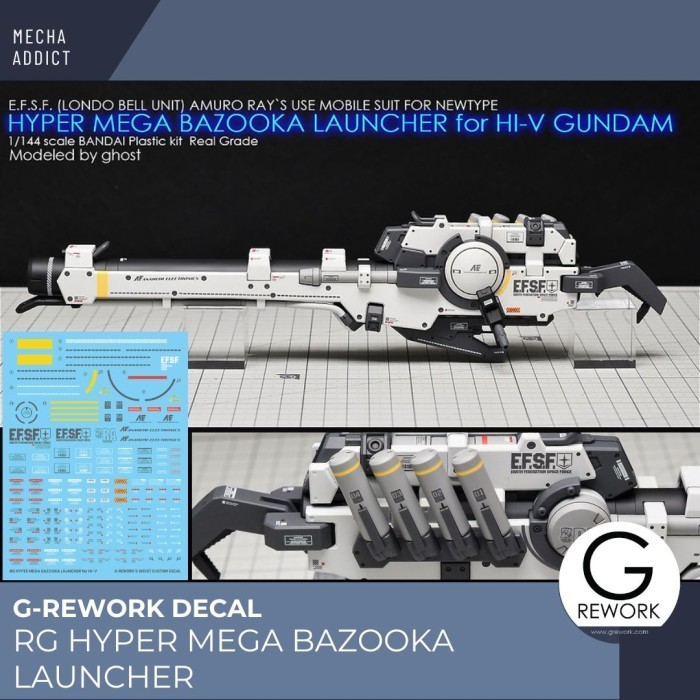Water Slide Decal RG Hi Nu Hyper Mega Bazooka Launcher by G-Rework