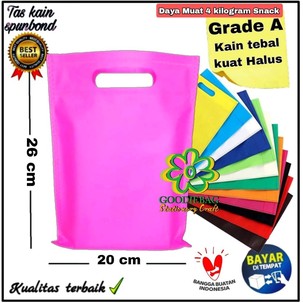 

1 Pcs Tas kain Spunbond Belanja Model Oval Uk 20x26 cm Goodie Bag Souvenir Kado Hadiah Snack Ultah