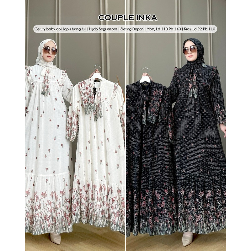 Humaira99 Set couple Inka 1 Gamis syari couple keluarga ibu+anak terbaru best seller