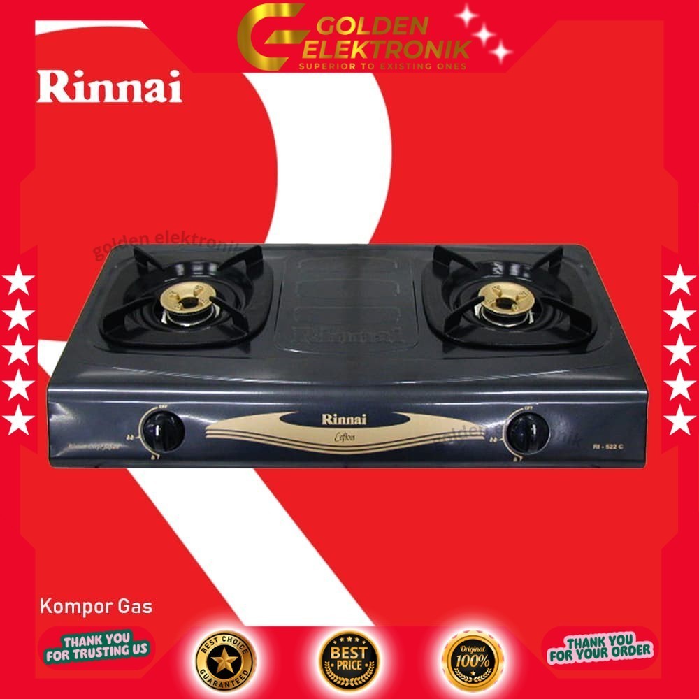 KOMPOR GAS RINNAI RI-522C RI 522C RI 522 C 2 TUNGKU