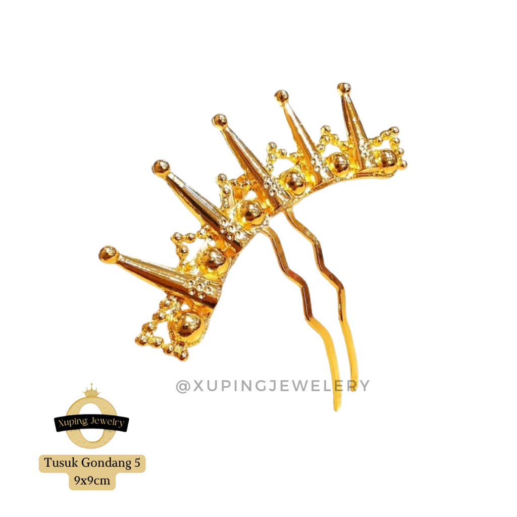 XUPING JEWELRY Tusuk Gondang 5 Tusuk Sanggul Lapis Emas Replika Tusuk Konde Rambut Batak