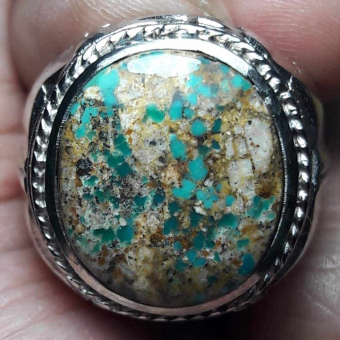 Cincin Batu Akik Natural Pirus Iran Persia Ijo Lawas Hijau Kuno Antik4