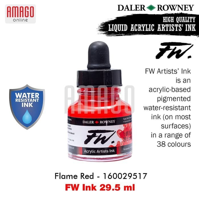 

DALER-ROWNEY - FW Ink 29.5 ml - Acrylic Artists Ink - Cat Akrilik - Flame Red - 160029517