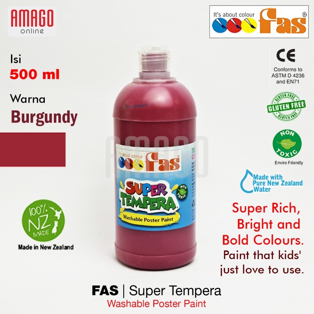 

Cat Poster Lukis FAS Super Tempera Washable Poster Paint - 500 ml - Burgundy - 033