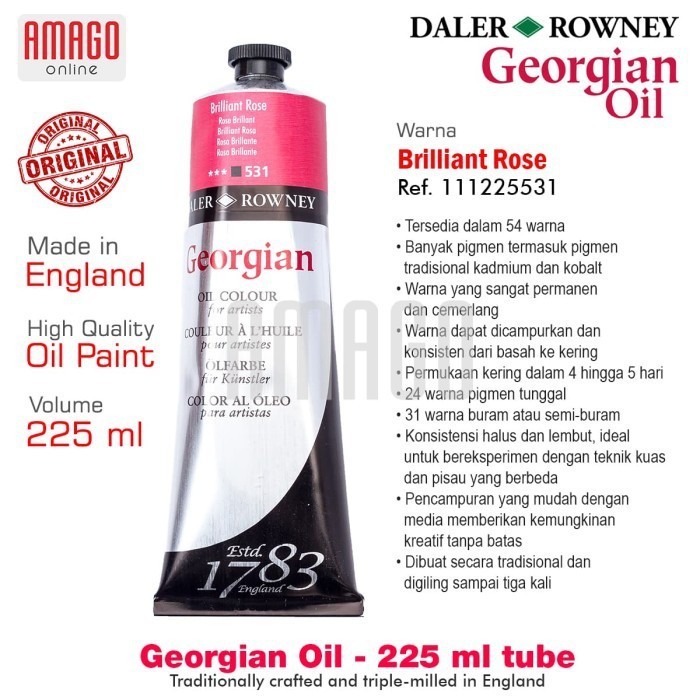 

Cat Minyak Lukis DALER-ROWNEY Georgian Oil Paint 225 ml - Brilliant Rose - 111225531