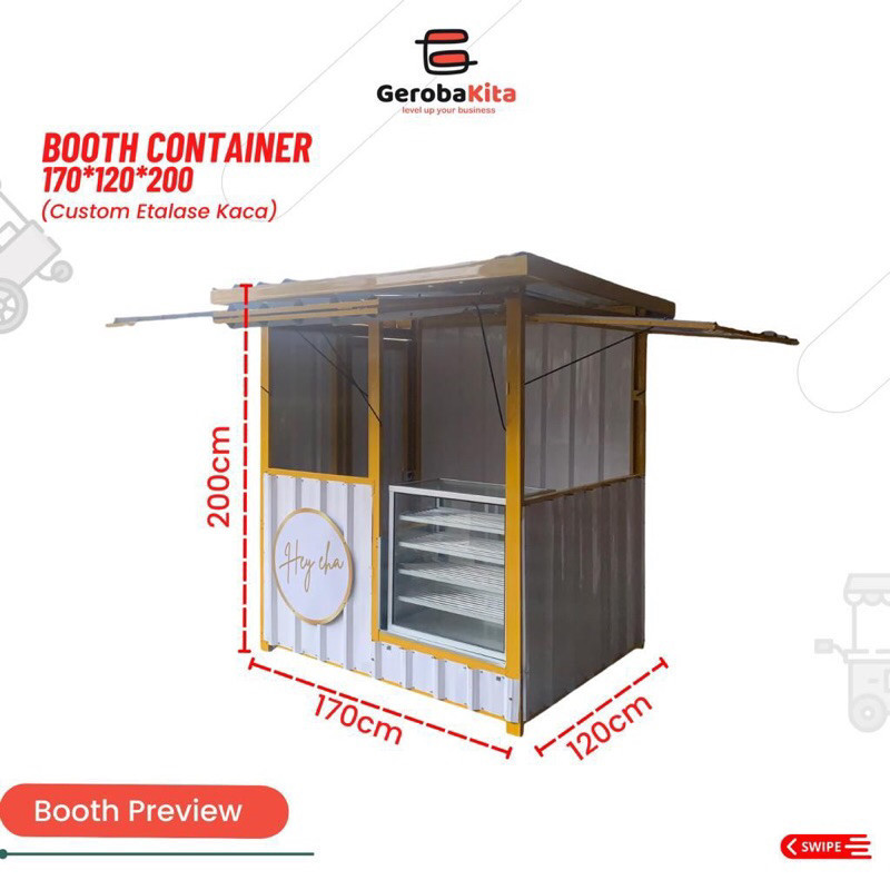 booth container custom booked etalase