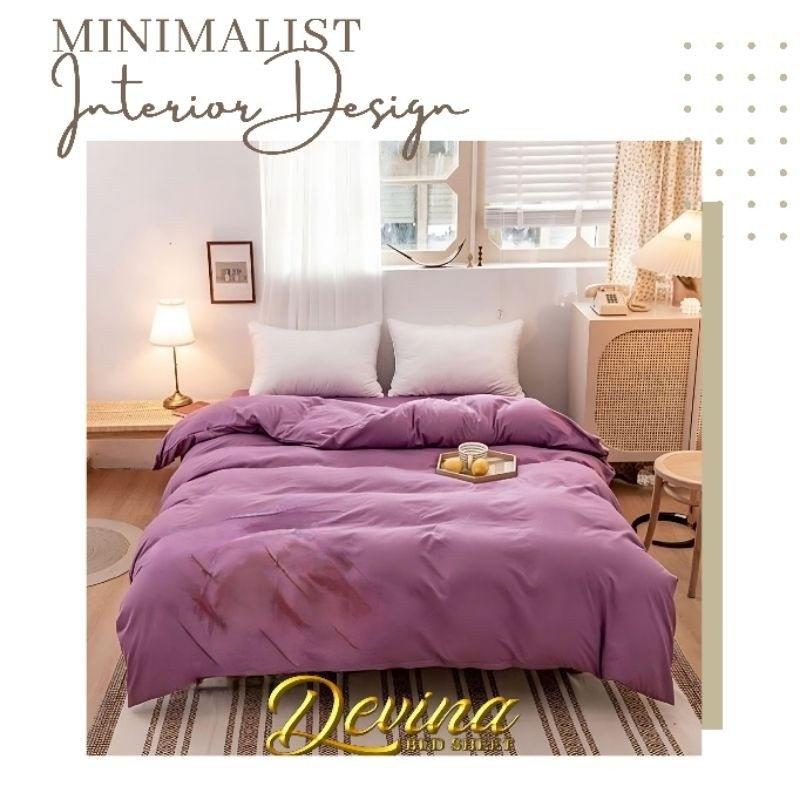 Bed Cover + Sprei Set Motif Pink Polos Full Satu Warna Soft Pastel Katun Dispers Premium Selimut Aes