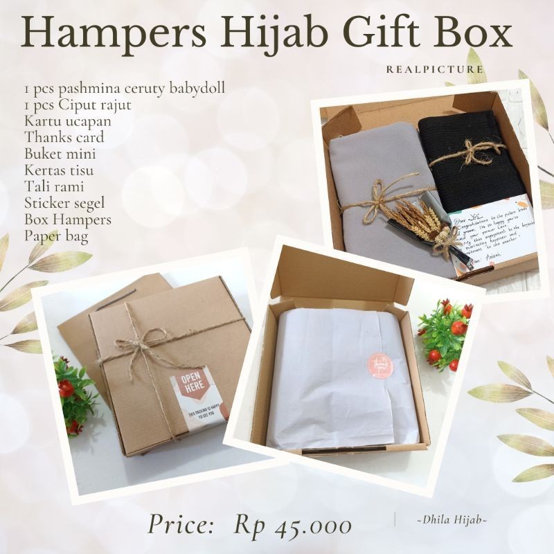 

HAMPERS GIFT BOX KADO HIJAB 35ribu - 95ribu/ Baru Mewah