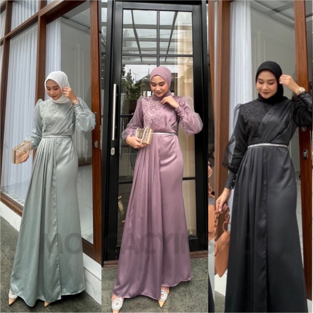 TERBARU AMARA DRESS | DRESS MUSLIM SILK SATIN MEWAH PREMIUM KEKINIAN MODERN GAMIS BRIDESMAID LEBARAN