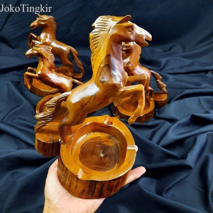 

Asbak Model Miniatur Kuda Ukir Pahat Kayu Jati Asli Tua Unik murah