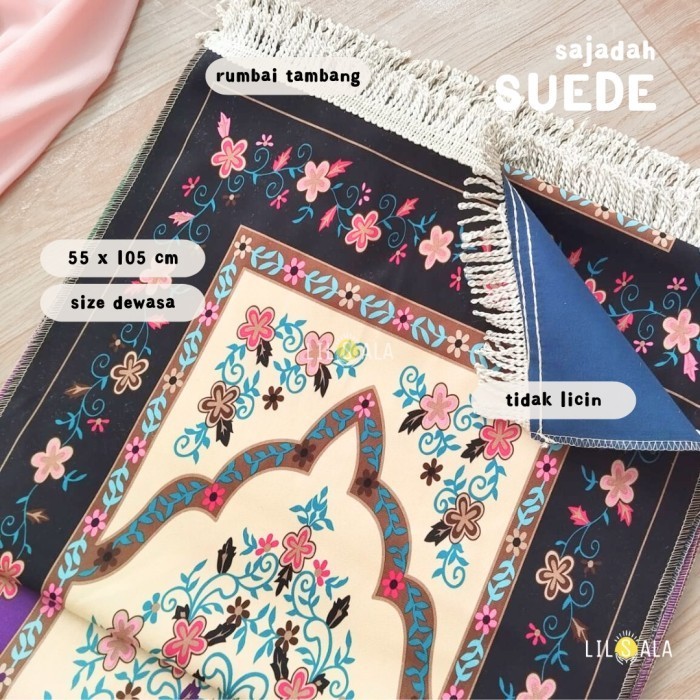 Sajadah Turki Suede Lembaran Motif Ka'bah Rumbai Tambang Cantik