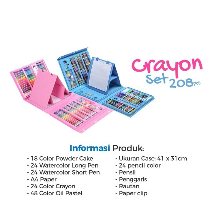 

KUKE Crayon SET 208 PCS CRAYON FULL SET 208PCS PERALATAN GAMBAR LUKIS - Biru