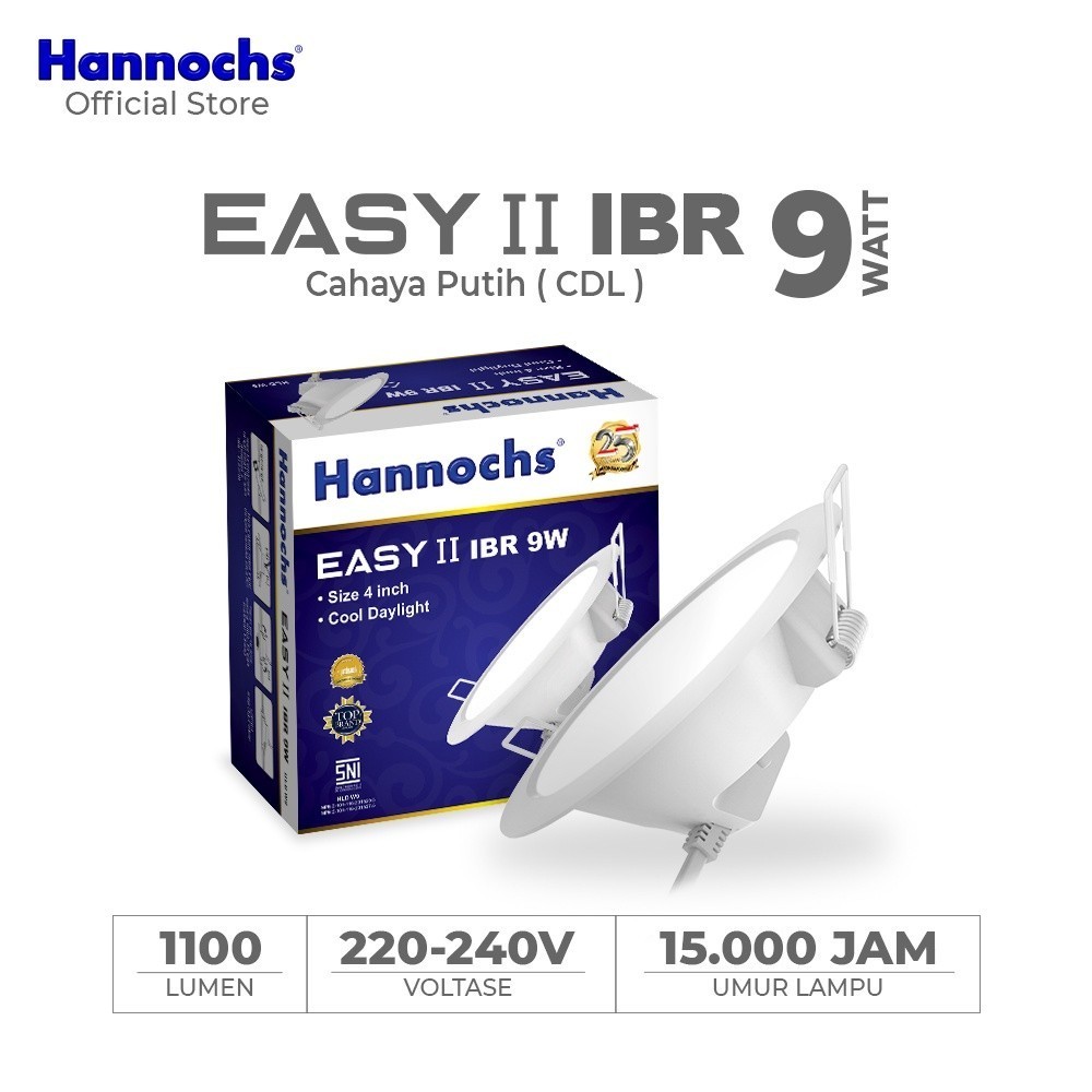 Hannochs Lampu Downlight LED EASY II 9W IBR Cahaya Putih Cahaya Kuning INBOW - Lampu downlight hanno