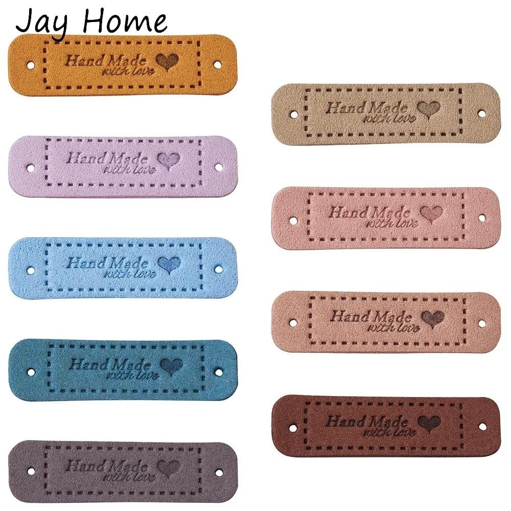 

20/50PCS Handmade with Love Heart Leather Tag Labels Embossed Tags with Holes Sewing Tags DIY Sewing Crochet Garment Supplies