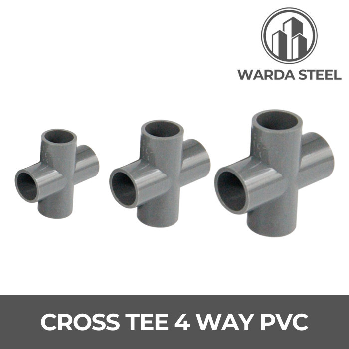 Cross Tee 4 Way PVC - Straight T Sambungan Pipa Cabang 4 Arah 1/2, 3/4, 1 Inch
