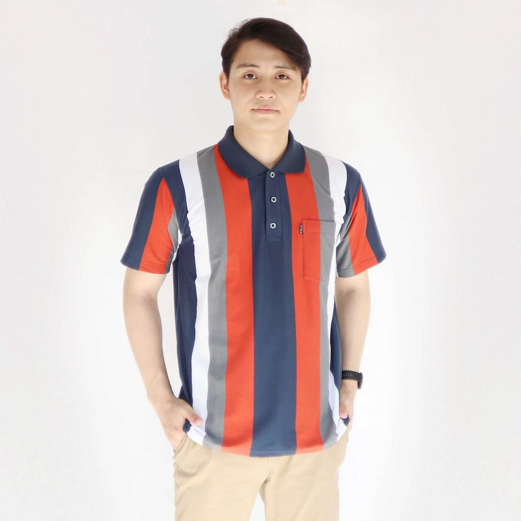 Najah - Kaos Kerah Pria Stripe Salur Engginering Saku Lengan Pendek | Kaos Belang Garis-garis