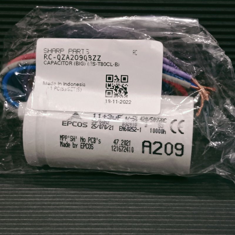 ready stok capasitor mesin cuci sharp epcos A209
