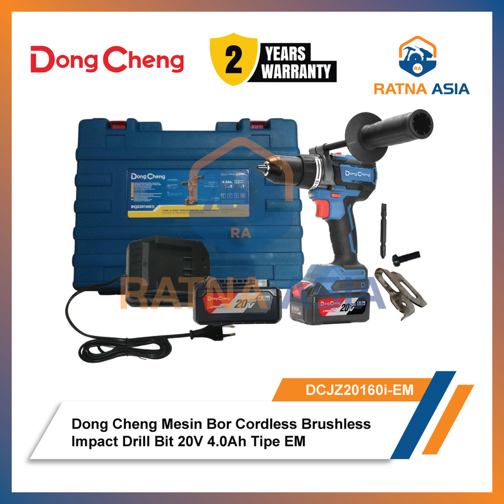 Dong Cheng DCJZ20160i Tipe EM Mesin Bor Cordless Brushless Impact Drill Bit 20V 4.0Ah Dongcheng DCJZ