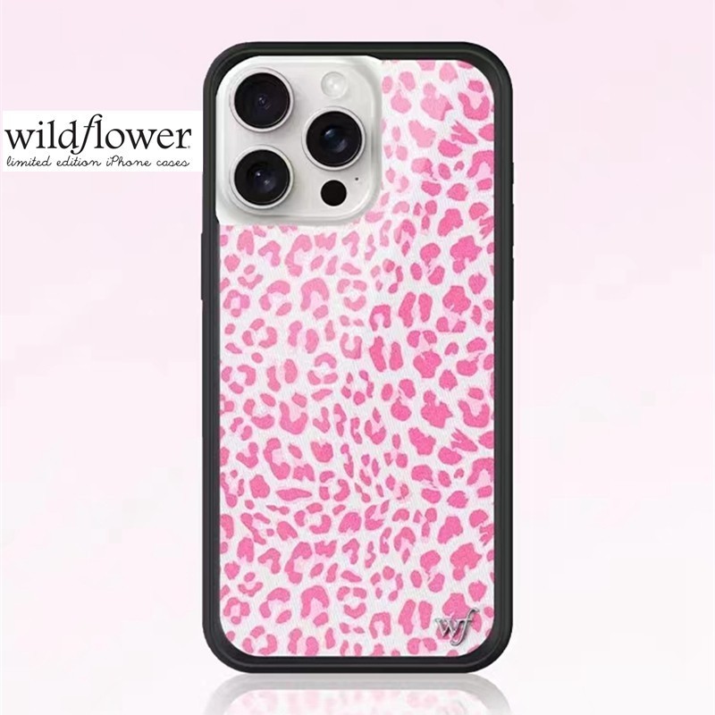º Wildflower Pink Meow Leopard wf Phone Case For iPhone 15 14 Plus 12 13 Pro Max Acrylic Hard Casing