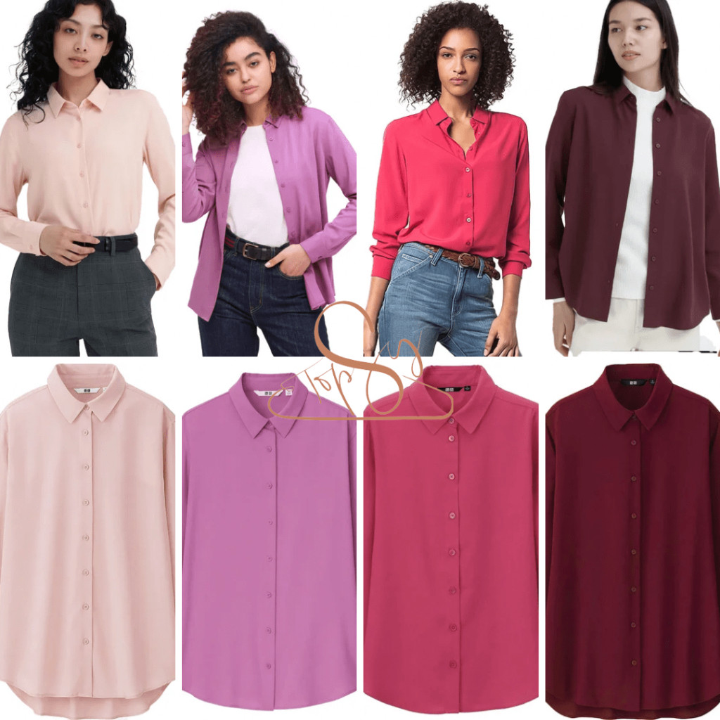 BF56TA UNIQLO KEMEJA RAYON TANGAN PANJANG PINK EDITION