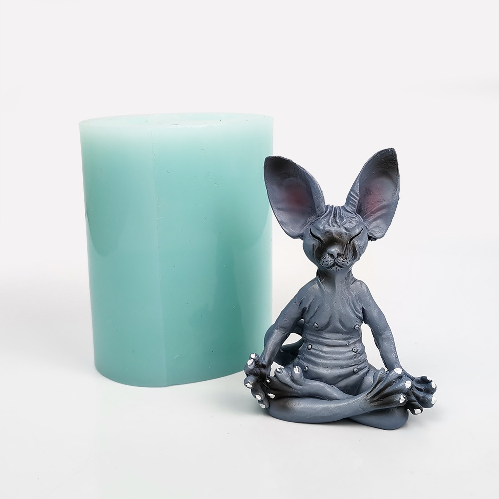 

PRZY 3D Hairless cat Soap Mould Silicone Animal Molds Candle Big Ears Cat Soap Molds Handmade Clay Resin Mould