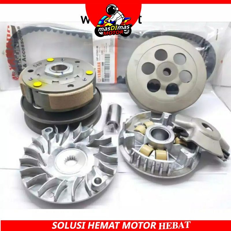 Paket Cvt Lengkap Rumah Roller Assy Set + Pully Assy + Kipas + Vanbelt Mio J Mio soul GT 115 Mio GT 