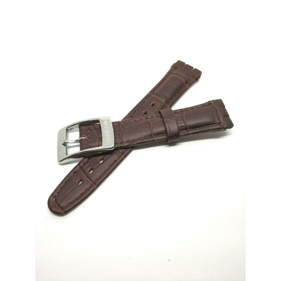 Tali Jam Tangan Swatch Kulit Cokelat - Fit Size 17 - 19 Swatch Strap