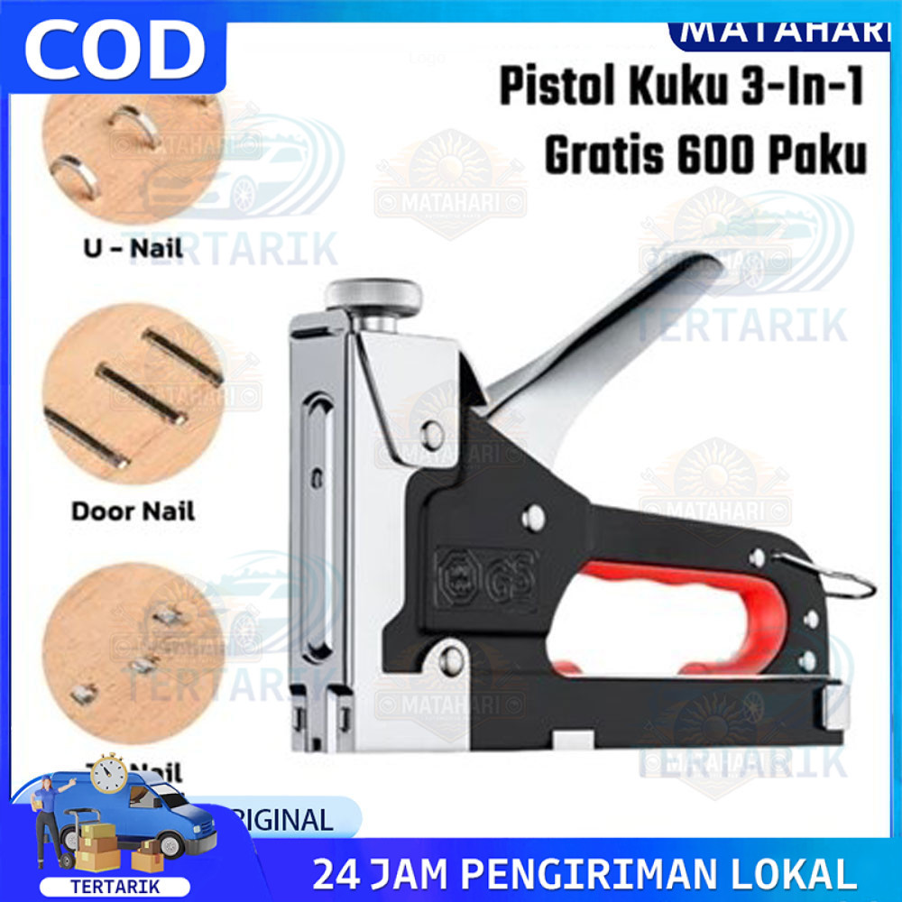 

Gratis 600 Paku / 3 In 1 Stapler Gun / 3 In 1 Pistol Kuku / Staples Tembak Gun Tacker / Powerfull Pistol Stapler / Furnitur DIY Pelapis Pistol Stapler / Dekorasi Rumah Alat Pertukangan / Multifungsi Pistol Stapler