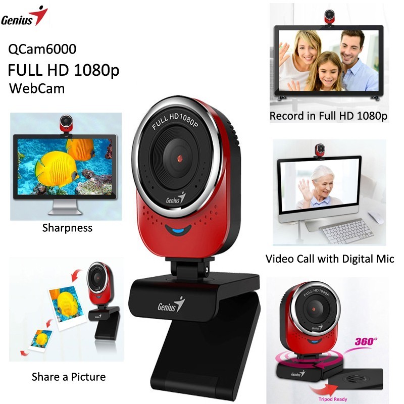 PROMO WebCam Genius QCam 6000 Full HD 1080P - Red