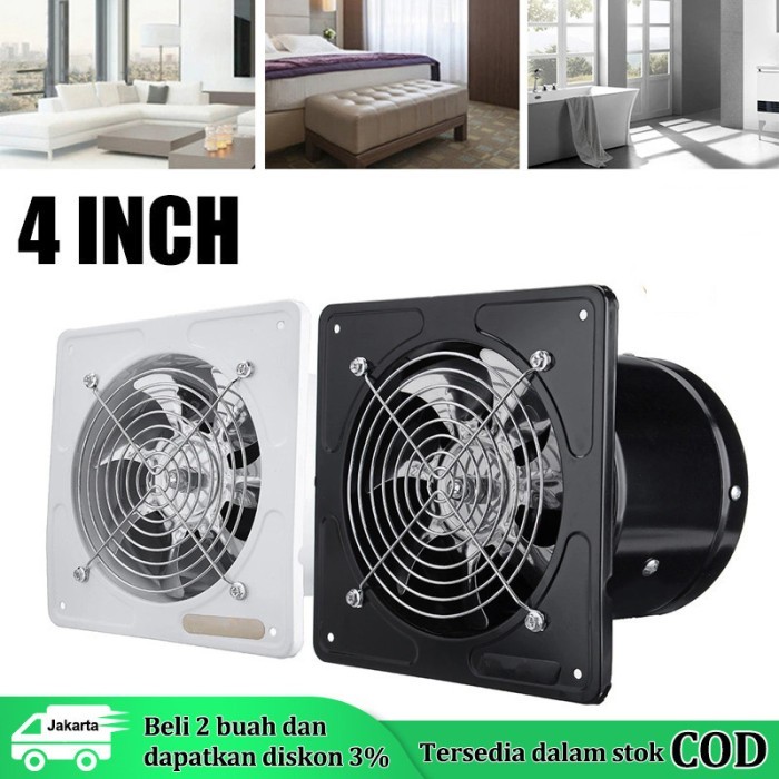 Exhaust Fan Dinding 4Inch Kipas Exhaust Ventilasi Dinding exhaust fan kamar mandi Booster Fan Dindin