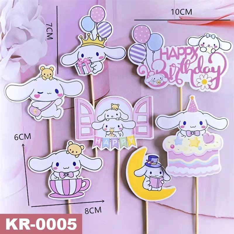 

Hiasan Tusukan Kue Cake Topper Kertas Karton My Melody Cinamoroll Kuromi Lotso