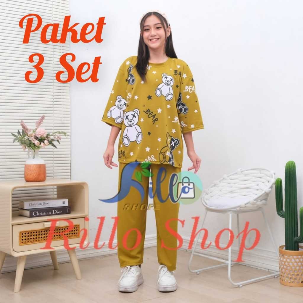 NZ65TF RILLO - PAKET HEMAT 3 SET  Setelan Oversize Star Bear